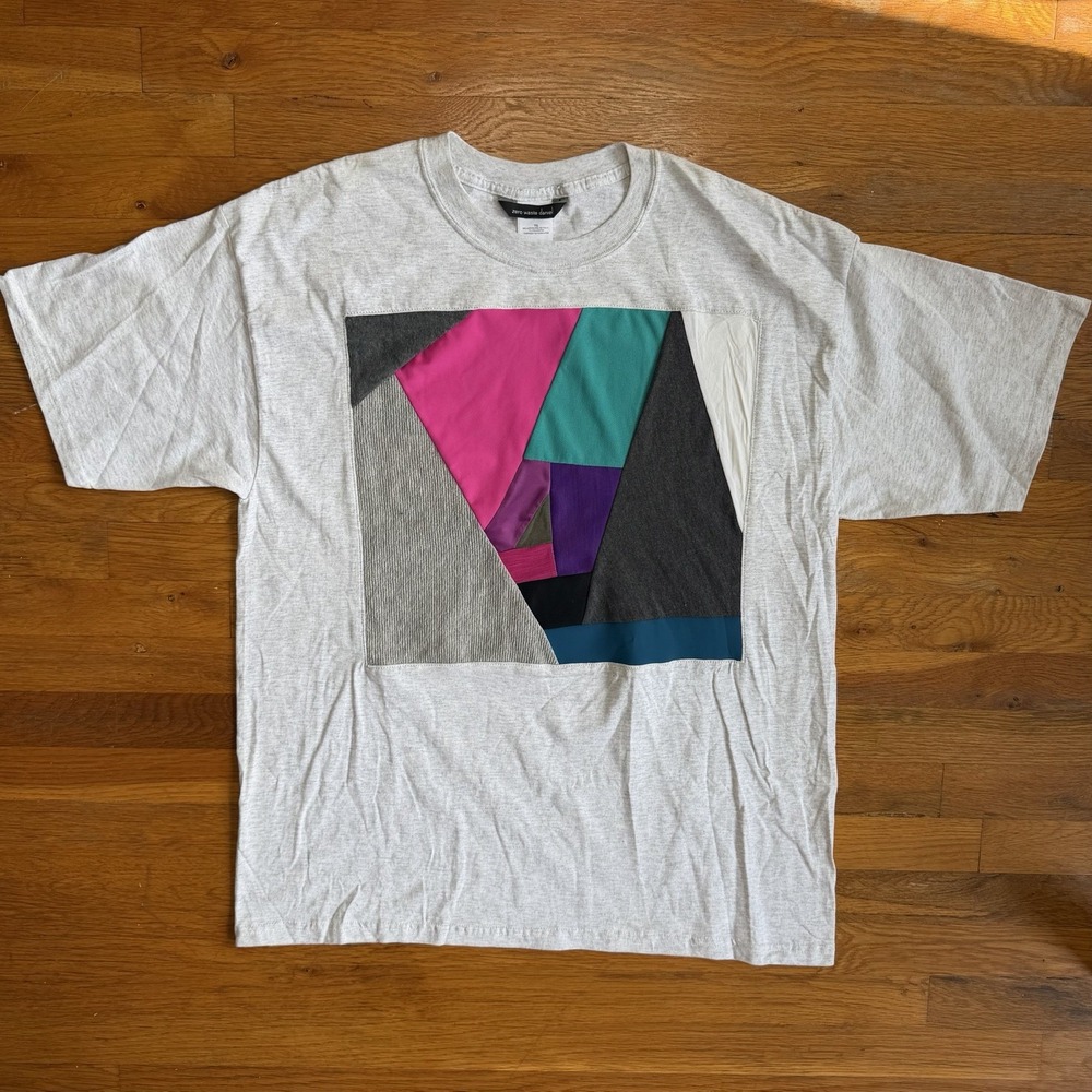 Zero Waste Daniel T Shirt Mens XL Patchwork Artsy Sustainable New York Recycled